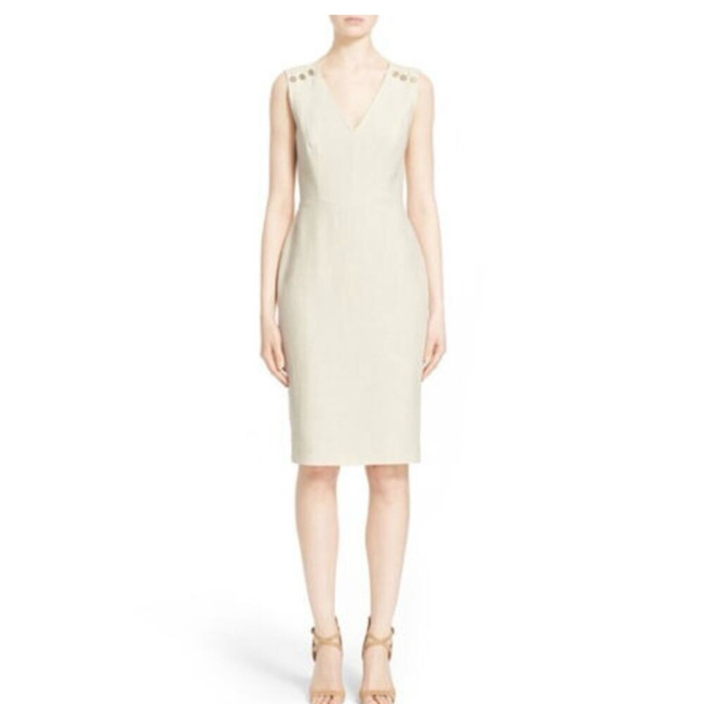 MaxMara Linen Elegant Cream Sleeveless Dress